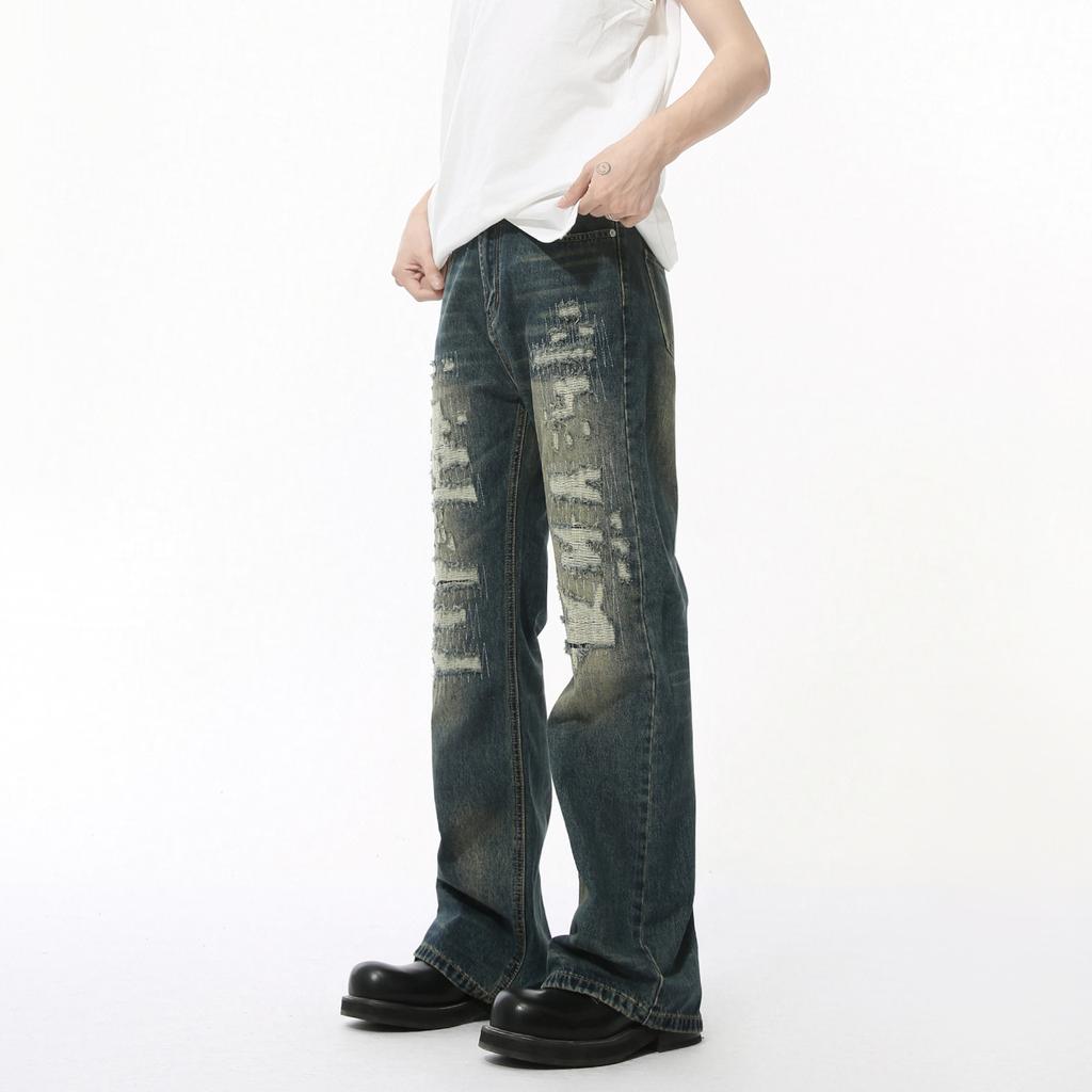 Men's clothing | Autumn new products, niche worn patches, retro old and slightly washed jeans