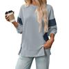Women's Casual Splicing Long Sleeve Round Neck Sweatshirt