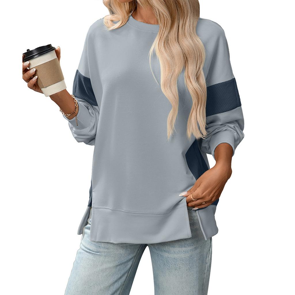 Women's Casual Splicing Long Sleeve Round Neck Sweatshirt
