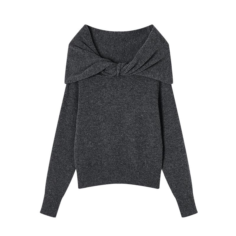 

Xiangying Off-Shoulder Bowknot Knit Sweater XL