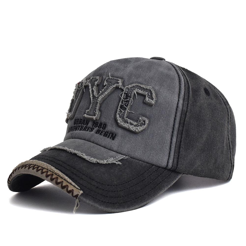 Unisex Vintage Washed Cotton Snapback Cap Adjustable Hip Hop NYC Letter Embroidery Baseball Hat Men Women Outdoor Sports Dad Hat