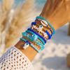 Boho-Mehrlagen-Perlenarmband-Set für Damen Sommer Ozean Strand Seestern Muschel Anhänger Elastische Armreifen Urlaubs Schmuck