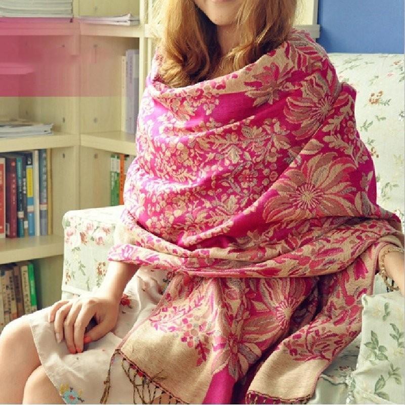 Elegant Floral Print Scarf For Women In Vibrant Colors Thick Warmth And Stylish Design Ideal For Winter And Air Conditioning