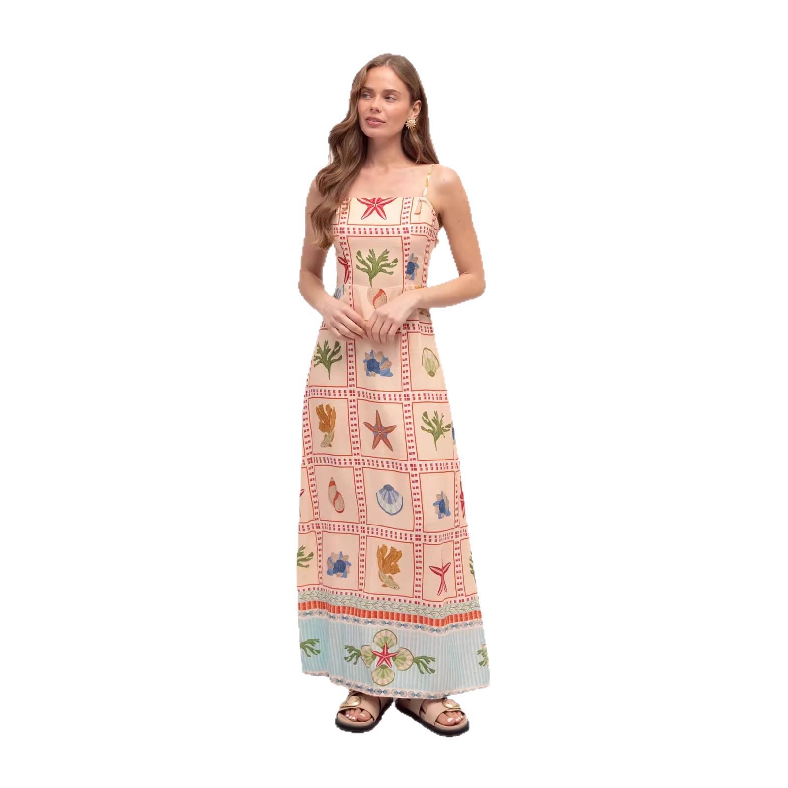 

2025 Linen Camisole Dress: Fashionable European & American Holiday Style Large