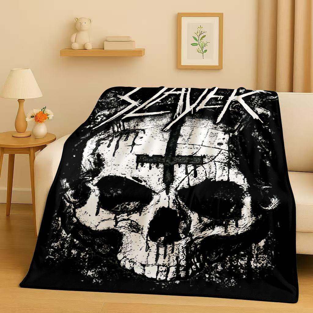 3D Slayer Thrash Metal Rcck Music Band Sign Flannel Blanket,Ultra Soft Warm Plush Throw for Home Bedroom Bed Sofa Cover Gift Kid