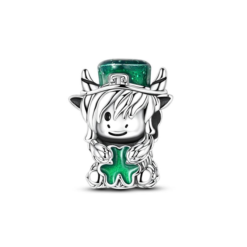 Copper Cartoon Doll Charms Bead Cz Zircon Cute Panda Eagle Rag Dolls Pendant Fit Original Bracelet Diy Jewelry Gift