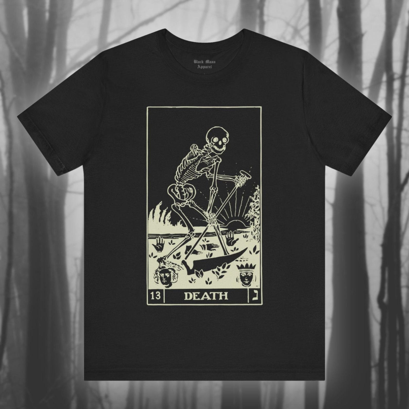 Death Tarot, Danse Macabre Shirt, Dance of Death T-Shirt, Macabre T-Shirt, Skeleton T-Shirt, Vintage Creepy Gothic Unisex Short Sleeve Tee S