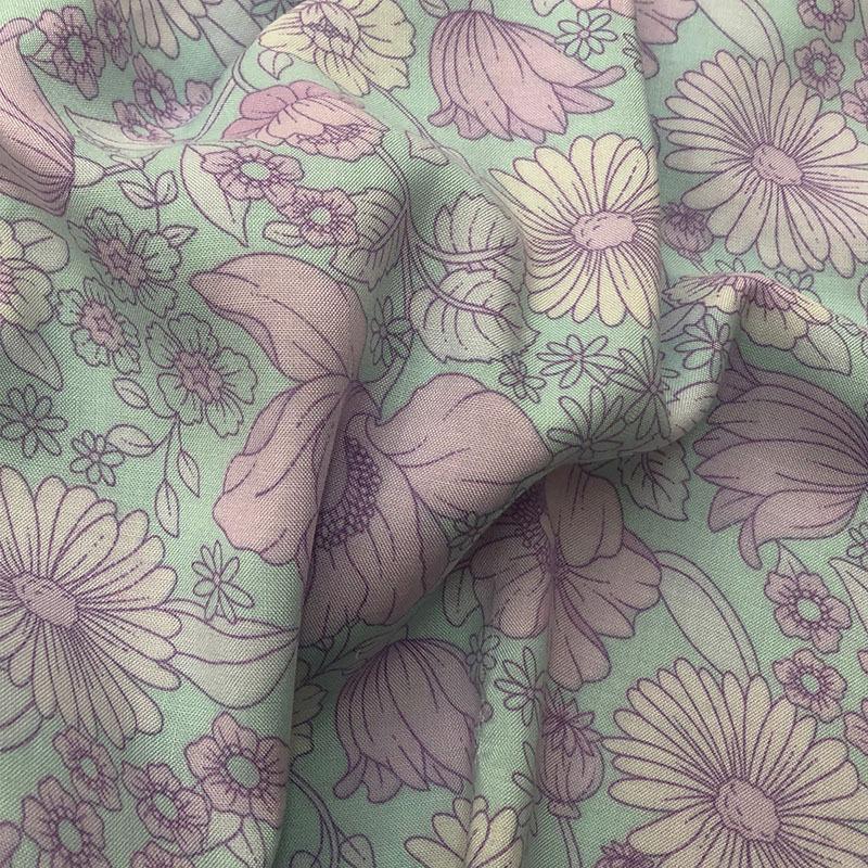 Rayon Fabric Imprint Summer Fashion Dress Pajamas Homewear Fabrics Wholesale Cloth for Diy Sewing Per Meter Material