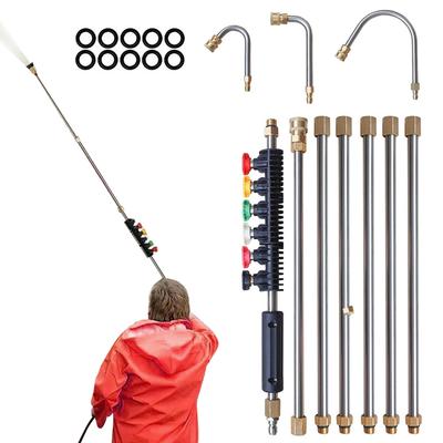 Juego de 10 Piezas de Lanza de Extensión para Hidrolavadora Lanza de Extensión para Hidrolavadora Barra de Limpieza para Coche Chorro con 6 Boquillas Ajustables 4000PSI