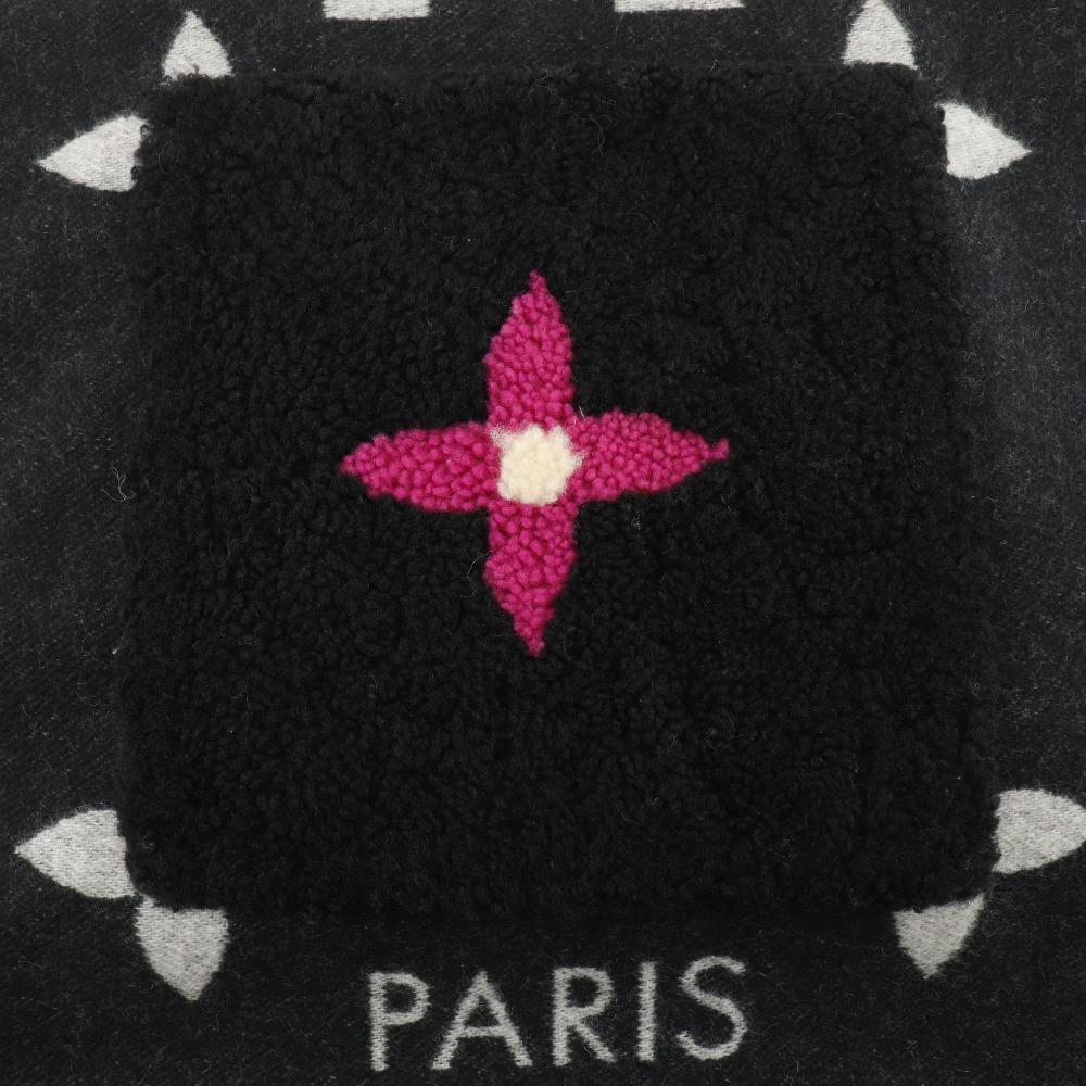 Louis Vuitton Echarpe Cold Reykjavik Scarf M76567 Shearling Teddy Black Cashmere Women Used