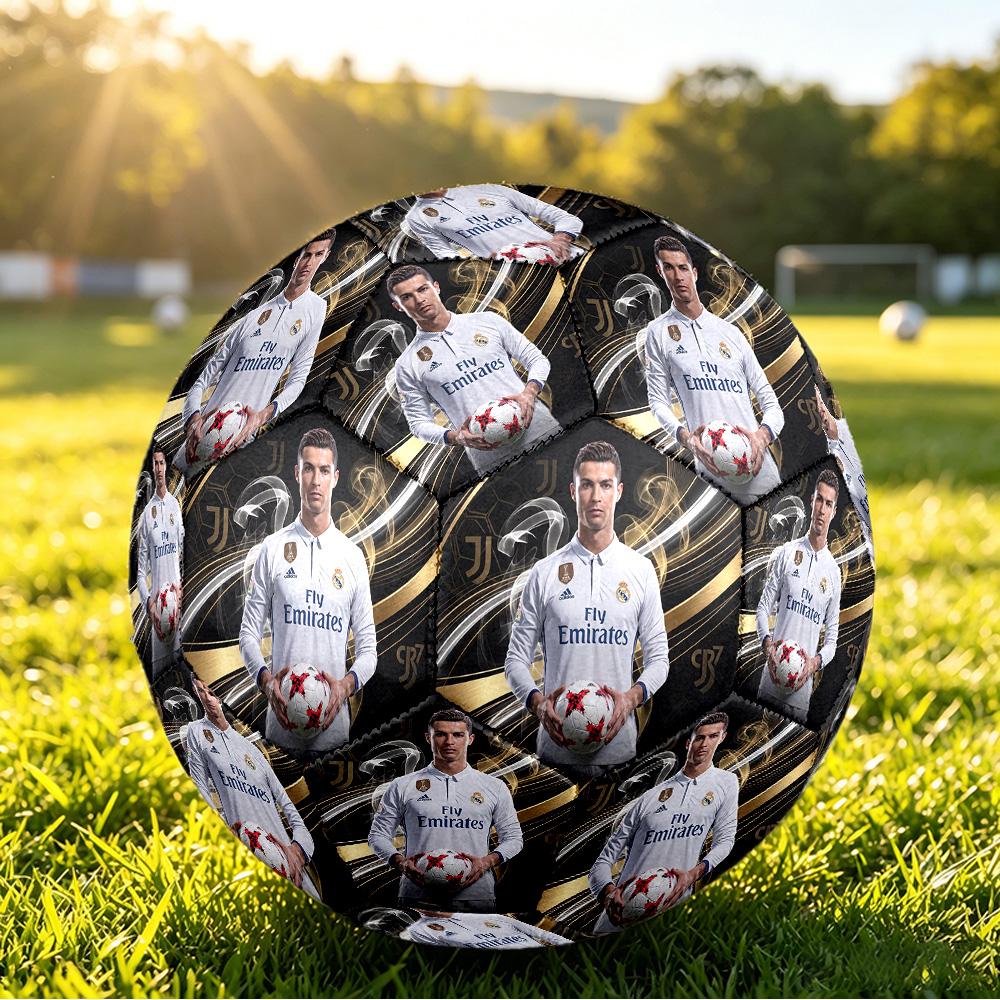 Cristiano Ronaldo Printed Size 5 Soccer Ball Wear Resistant Standard Adult Training Football Fan Gift for Indoor Outdoor Match Sports