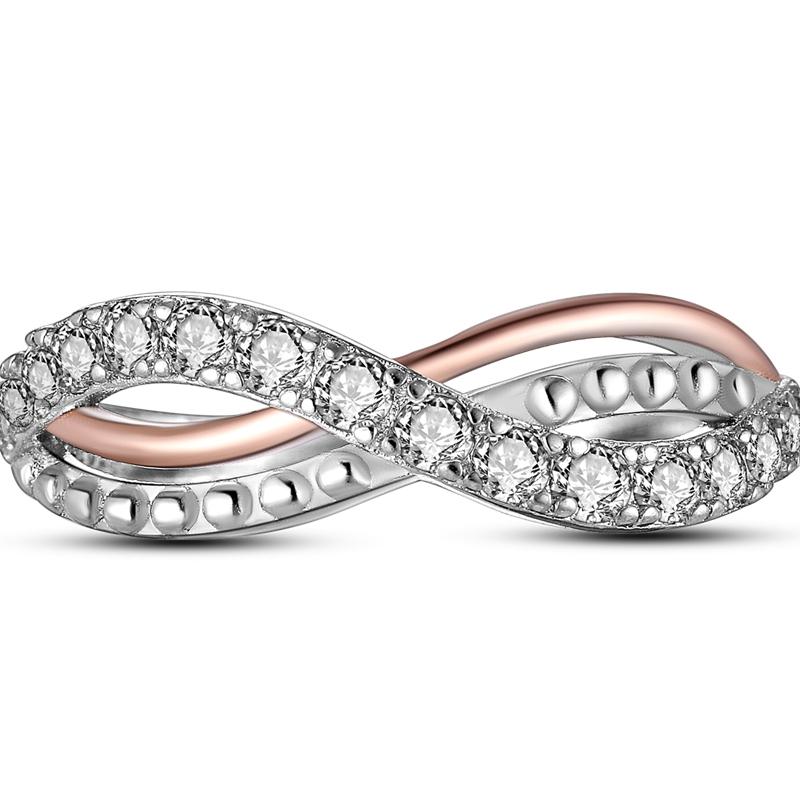 

Кольцо из сверкающего розового золота цвета Plata 925 пробы с серебряным знаком бесконечности, кольца на палец для женщин, женские роскошные модные ювелирные изделия, кольца 8