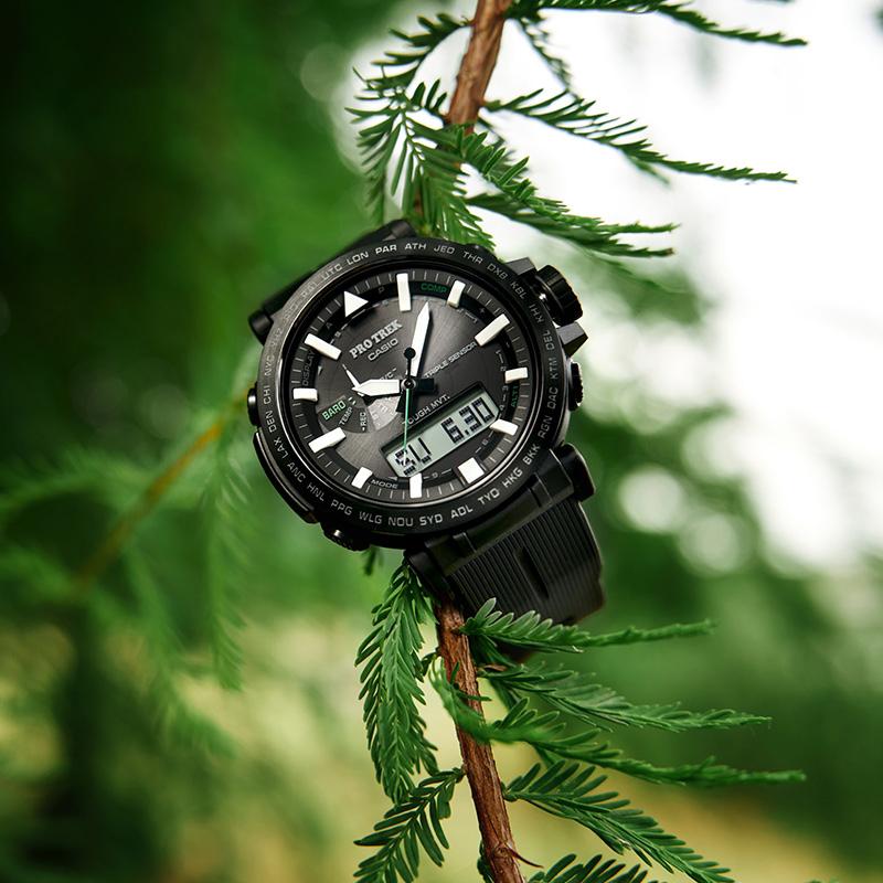 Casio PRO TREK Series-Disc Dual Display Series Outdoor Sports Six Radio Wave Large Dial Multi-function Shockproof and Waterproof Solar PRW-6621Y-1PR