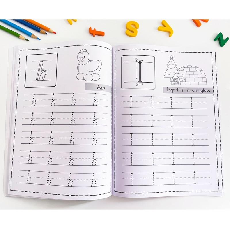 Caderno de Atividades Reutilizável de Escrita e Colorir para Pré-Escolares com Rastreamento de Alfabetos e Desenvolvimento da Coordenação Motora Fina