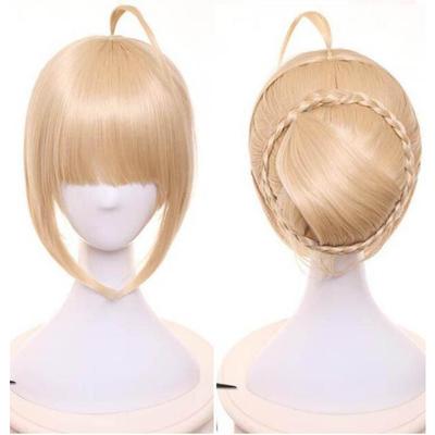 Anime FGO Fate/stay night Arturia Pendragon Sabre met knotpruik Blonde stijl cosplay vol haar pruiken