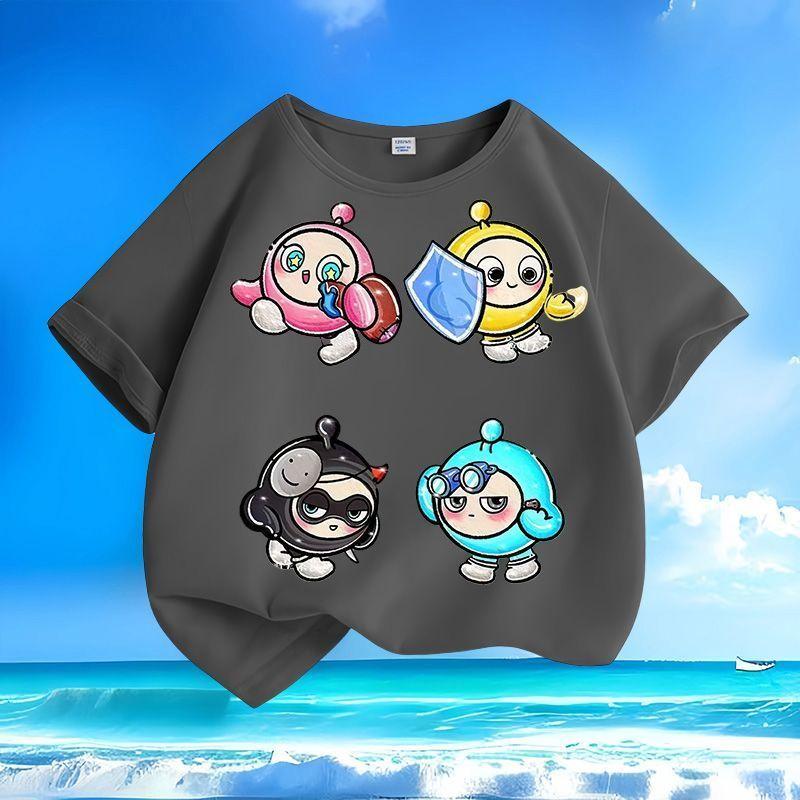 Children's Fashionable Egg-shaped Party T-shirt, Summer Casual Top for Boys and Girls