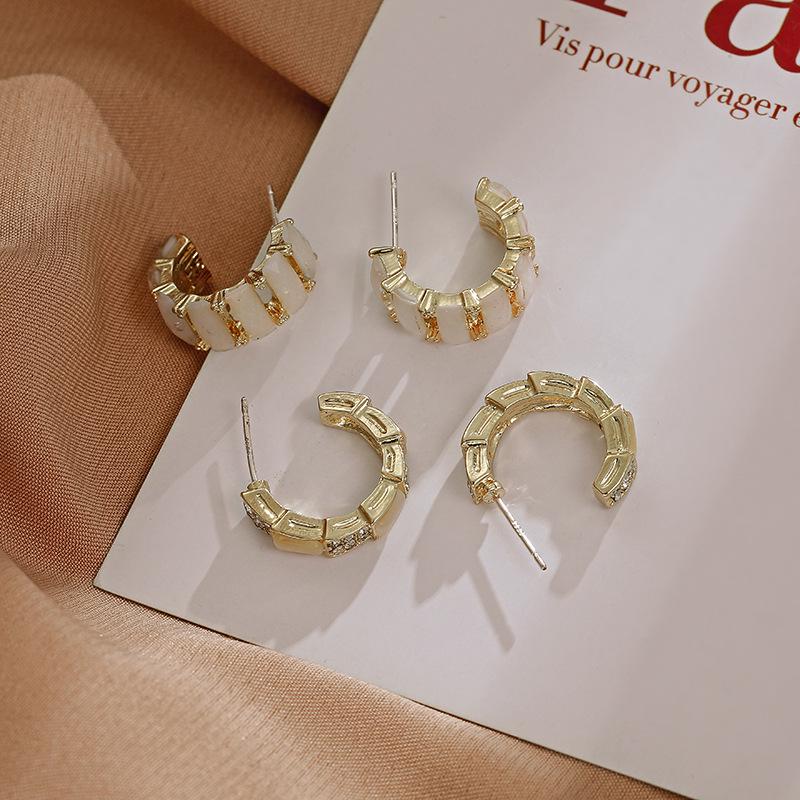 

S925 Silver Shell Diamond Hoop Earrings - Elegant & Cute Women s Jewelry