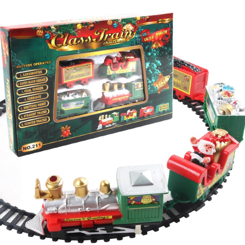 ABS Electric Train Set Battery Powered Electric Rail Cart New Railway Car Toy  Xmas Gifts