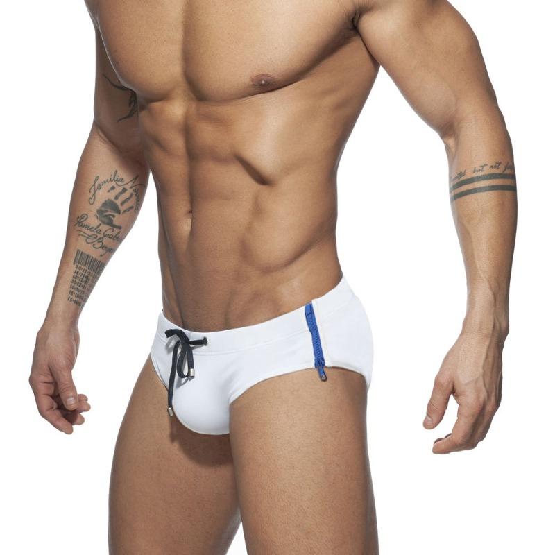 New Side Double Zipper Sexy Briefs Men's Swimming Trunks Fashion One-piece Briefs Men's