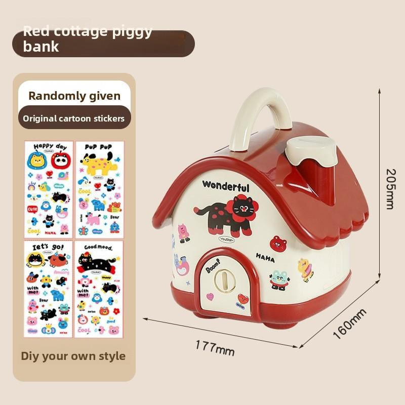 Money Box House Shaped Piggy Bank Dopamine Piggy Bank Home Decor Boys Girls Festival Gifts Stored Taken Toy Storage Boxes