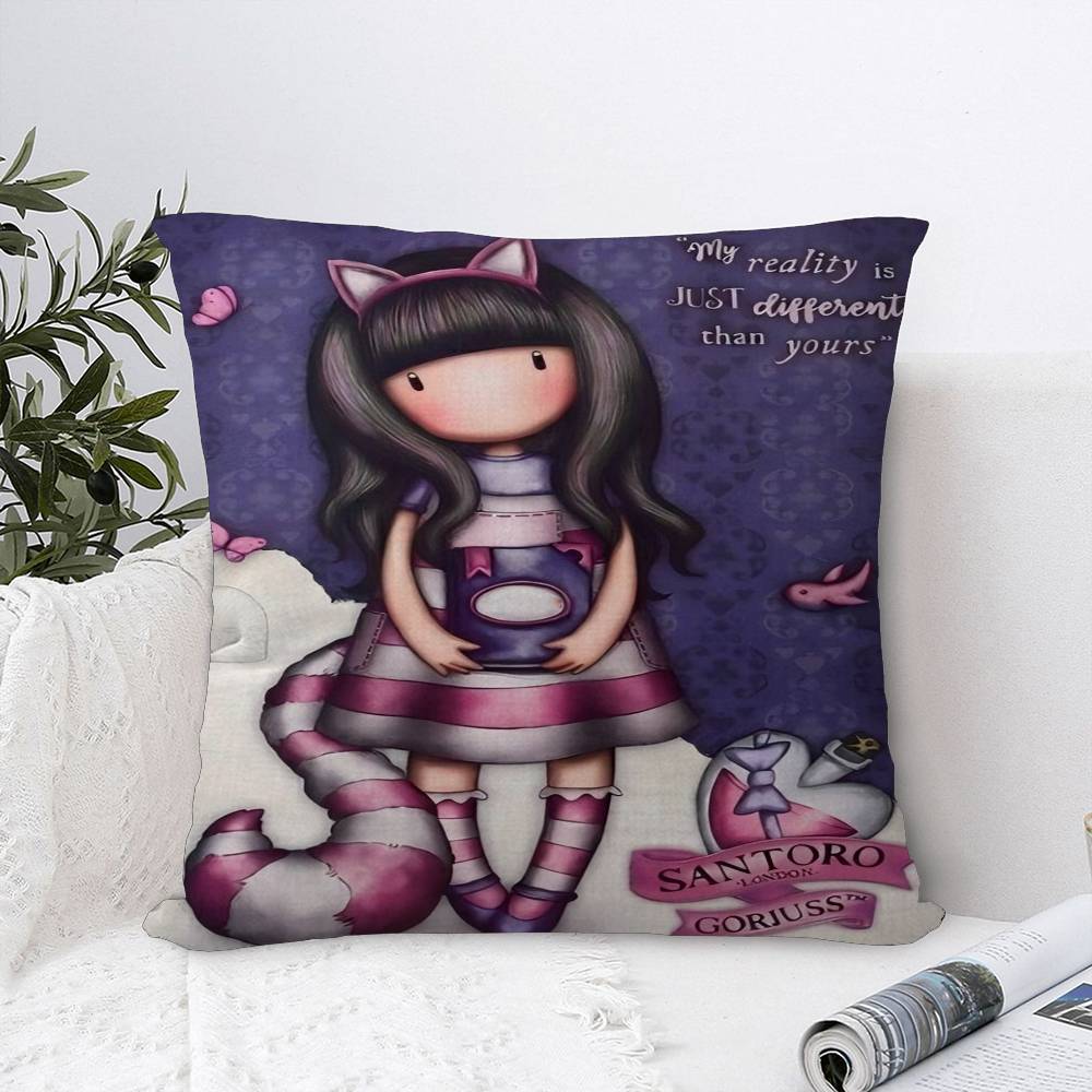 S-Santoro-Gorjuss Cute Girl Cushion Cover Car Throw Pillow Case For Sofa Car Christmas Gift 40x40cm 45x45cm
