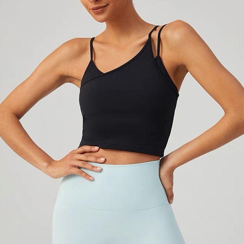 

Beauty Back Sling Yoga Bra Stacked Sports Intimates Women s High Elastic Bubble Wrap Waist Asymmetrical Fitness Vest Bubble Wrap Black L