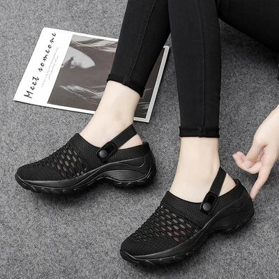 Women's Half Slippers Outdoor Breathable Mesh Lightweight Casual Shoes Outdoor Home Slippers Women's Flip Flops Flat Bottom