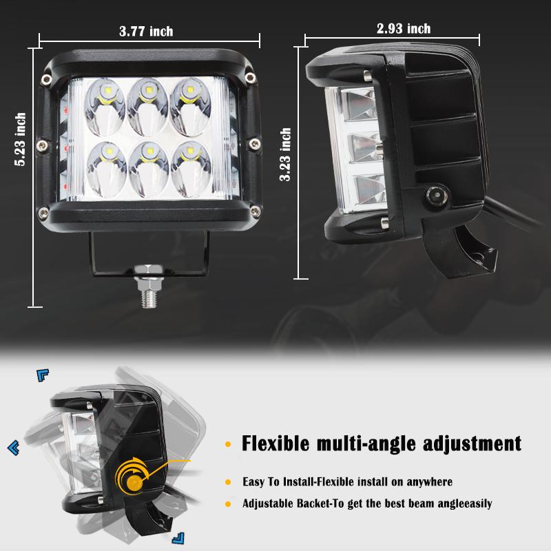 4Inch Led Work Light 60W Side Shooter Pods Combo Off Road Strobe Light With 6 Modes Memory Function Fit For Auto 4X4 Truck Atv Boat