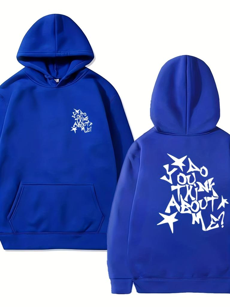 Unisex Double Sided Print Hoodie Star Letter Graffiti Front Back Graphic Hooded Sweatshirt Y2K Grunge Oversized Streetwear Couple Pullover