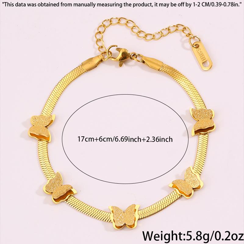 The new titanium steel is girls' high-end light luxury butterfly flat snake blade , personalized design and non-fading jewelry.
