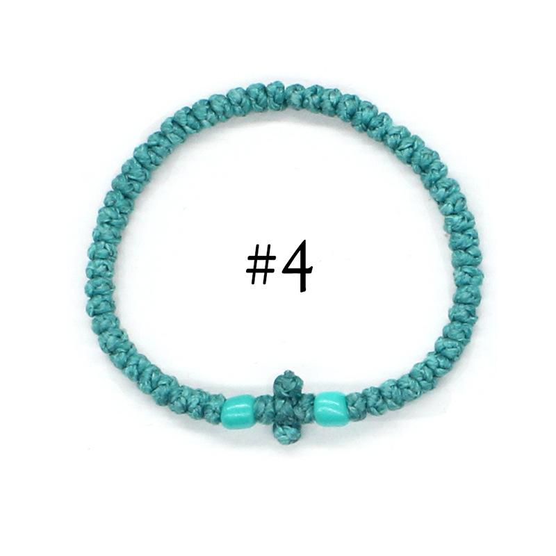 Eastern Orthodox Adjustable Prayer Rope, Hand Knotted Cord Bracelet With Geometric Cross Decor Unisex Multiple Color Options