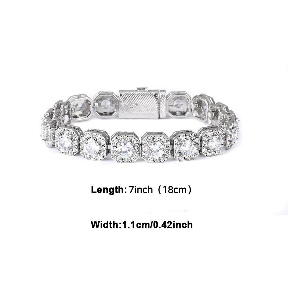 Cubic Zirconia Chain Bracelet Rock Sugar Men Bracelet Fashion Ice Sugar Chain  Male