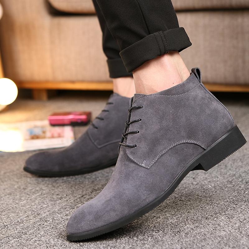 Men Chelsea Boots Men lace up Handmade Business Flock ankle Boots outdoor fashion Sapato Masculino Free Shipping Men Boots
