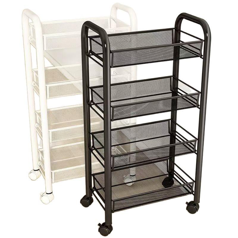 Household snack rack Floor-to-ceiling multi-layer trolley Kitchen storage rack Metal ms mobile non-punching storage rack