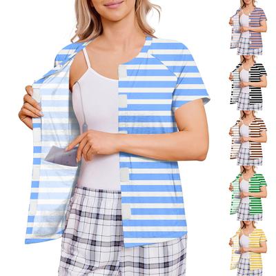 Women's Post-operative Short-sleeved  Color Shirt With Four Pockets