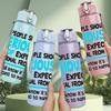1PC People Should Seriously Slogan Print 750ml Color Plastic Sports Water Bottle Leakproof Flip Straw Lid Suitable for Sports Office Home Use