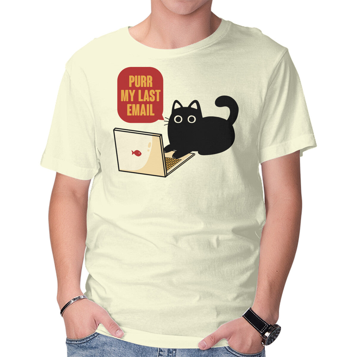 Unisex Crew Neck T-Shirt Purr My Last Email Graphic Short Sleeve Casual Tee XS