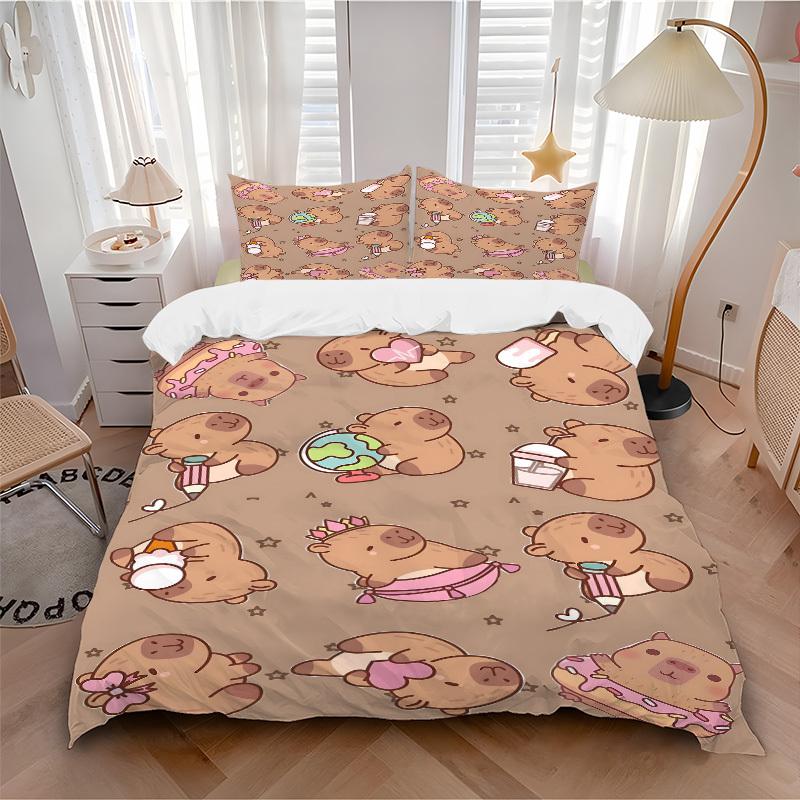 3pcs Anime Cartoon Design Bedding Set - Includes One Quilt Cover and Two Pillowcases (No Core) - Perfect for Bedroom and Guest Room Decorati