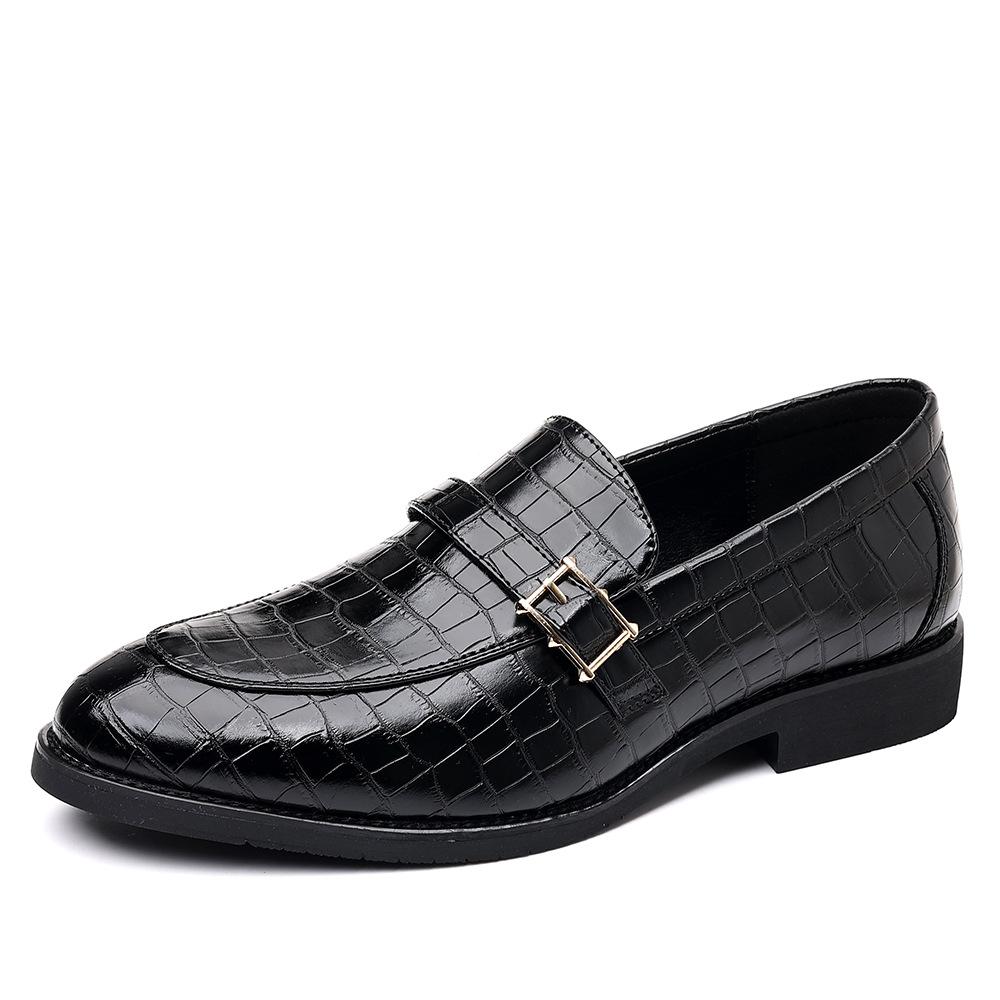 Leather shoes men's fashion casual beanie shoes crocodile pattern men's British pointed head large size 48