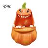 Holiday Desk Ornament Big Mouth Pumpkin Storage Box, Halloween Figurine Resin Jewelry Tray, Candy Holder Trinket Keys for Home Office Decor