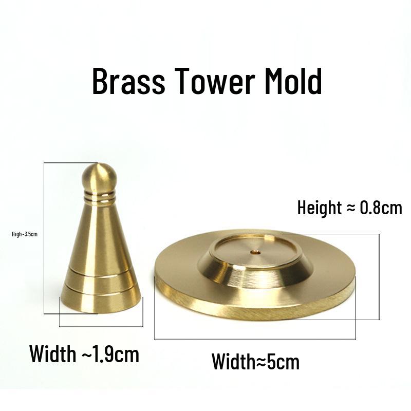 Brass Cone Tower Incense Holder Set - Ceremony Tools & Mold for Incense Powder