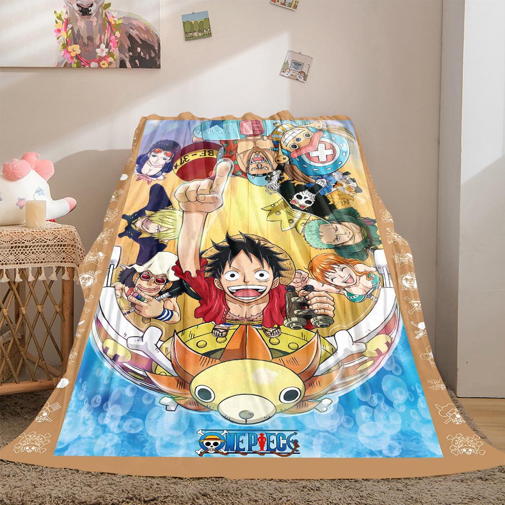 One Piece Anime Puzzle Print Blanket Warm Comfortable Flannel Cover For Bedrooms, Sofas, Beds, Chairs LXR178