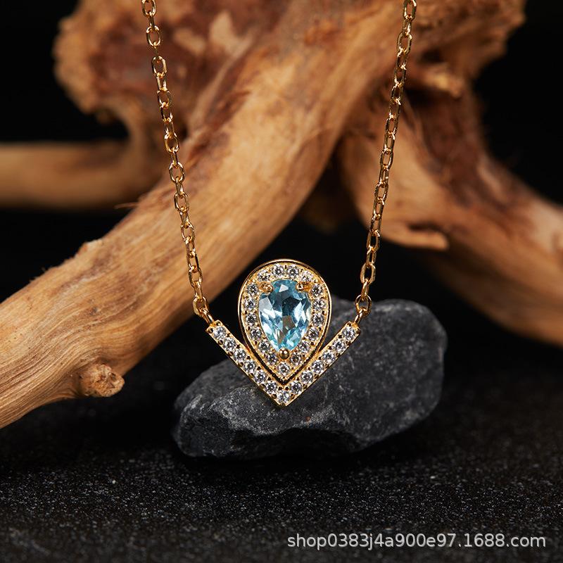 Ouyang Nana Earrings, Song Huiqiao Water Drop Earrings, High-End Sense Light Luxury Earrings, Rear Hanging Type, Sweet Temperament
