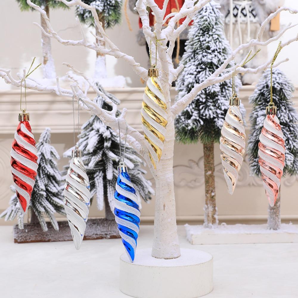Decor Home Decoration DIY Xmas Pendant Plastic Pendants Spiral Thread Christmas Tree Ornaments