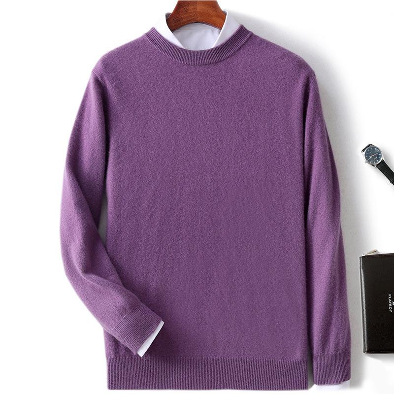 New Semi-turtleneck Cashmere Sweater Men's Thickened Sweater Solid Color Long-sleeved Wool Knitting