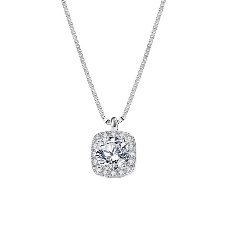 Womens Small Square Sugar Zircon Clavicle Chain Light Luxury Versatile Necklace