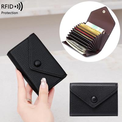 Porta-Cartões Pequeno Leve Portátil com Padrão de Lichia para Mulheres - Protegido por RFID, Design Sanfonado Antifurto, Edição 2023.