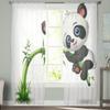 Roztomilé miminko Panda Tree Bambusové průsvitné závěsy do ložnice Obývací pokoj Tylové závěsy na kuchyňská okna Voálové závěsy