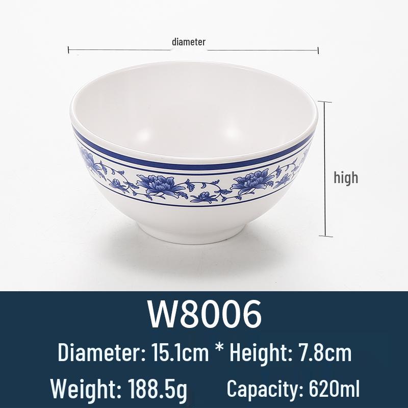 Melamine Blue & White Porcelain-Style Small Bowl for Seasoning, Rice, Porridge, Soup - Ideal for Hotels & Restaurants