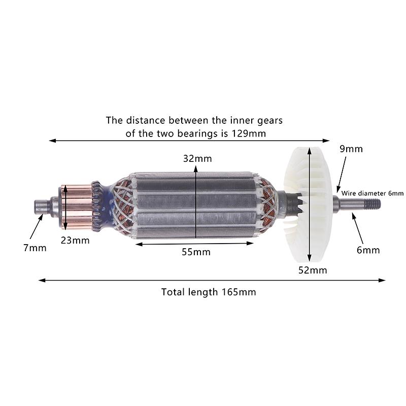 AC220-240V Rotor For GA5030 GA4530 GA4030 GA5034 GA4534 GA4031 PJ7000 GA4030R GA4034 Angle Grinder Armature Accessories